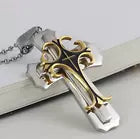 Cross Pendant Necklace Stainless Steel Crucifix Cuban Gold Black Men Unisex Christmas Birthday Anniersary Valentines Gift