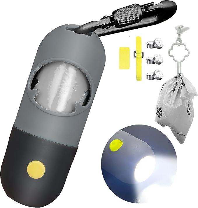 Dog Poop Bag Dispenser Metal Clip for Leash, Pet Waste Bag Holder, Dog Walking Accessory (Black)