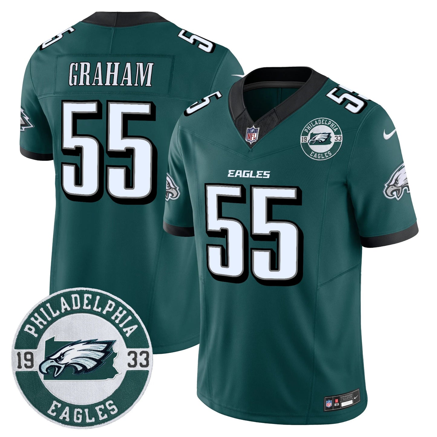 Men’s Philadelphia Eagles 2024 Vapor Limited Jersey – Est. 1933 Patch – All Stitched (Brand Graham)