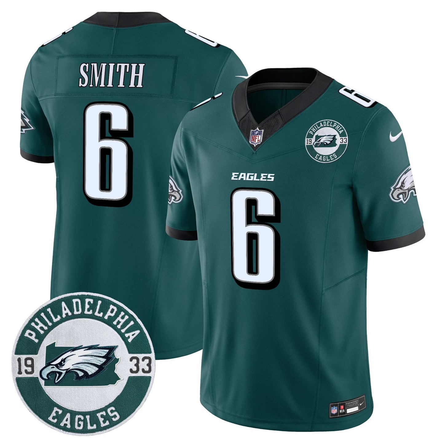 Men’s Philadelphia Eagles 2024 Vapor Limited Jersey – Est. 1933 Patch – All Stitched (DeVonta Smith)