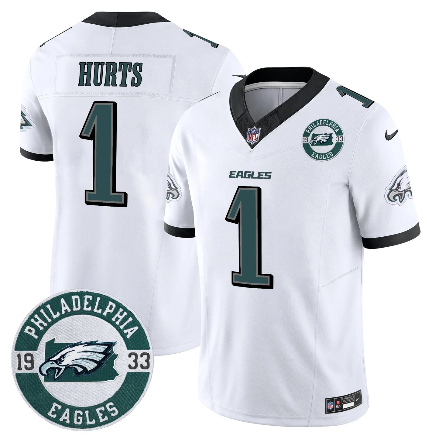 Men’s Philadelphia Eagles 2024 Vapor Limited Jersey – Est. 1933 Patch – All Stitched (Jalen Hurts)