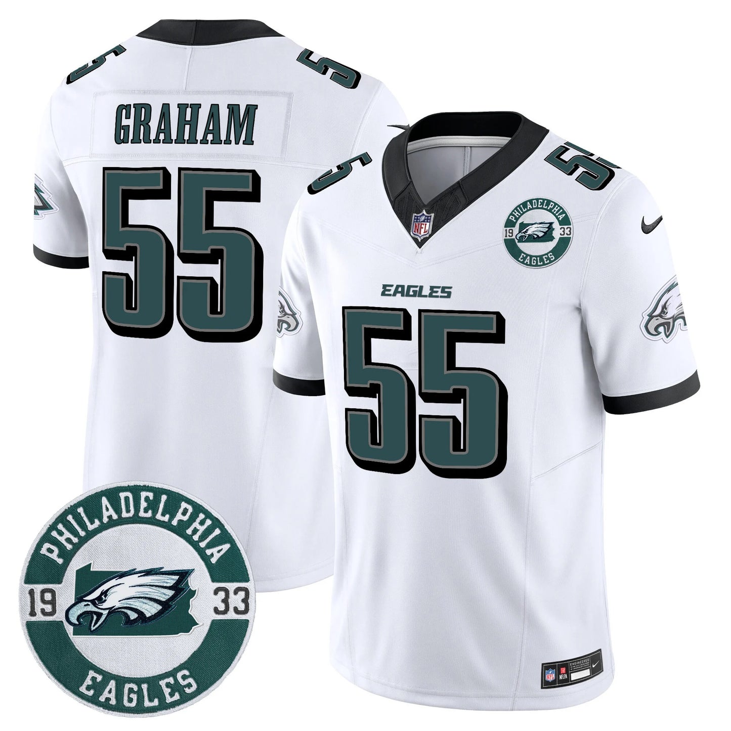 Men’s Philadelphia Eagles 2024 Vapor Limited Jersey – Est. 1933 Patch – All Stitched (Brand Graham)