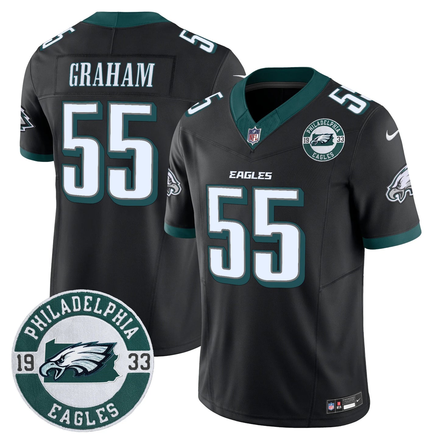 Men’s Philadelphia Eagles 2024 Vapor Limited Jersey – Est. 1933 Patch – All Stitched (Brand Graham)