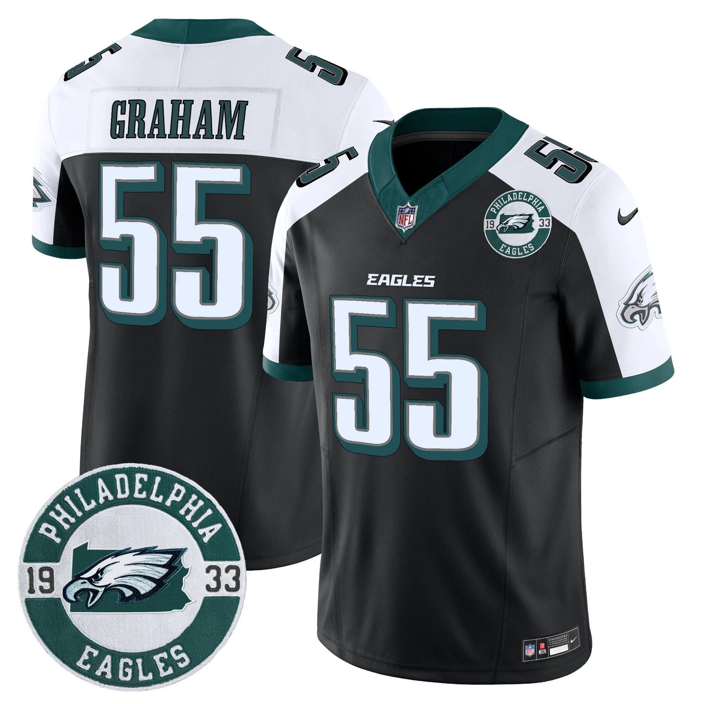 Men’s Philadelphia Eagles 2024 Vapor Limited Jersey – Est. 1933 Patch – All Stitched (Brand Graham)
