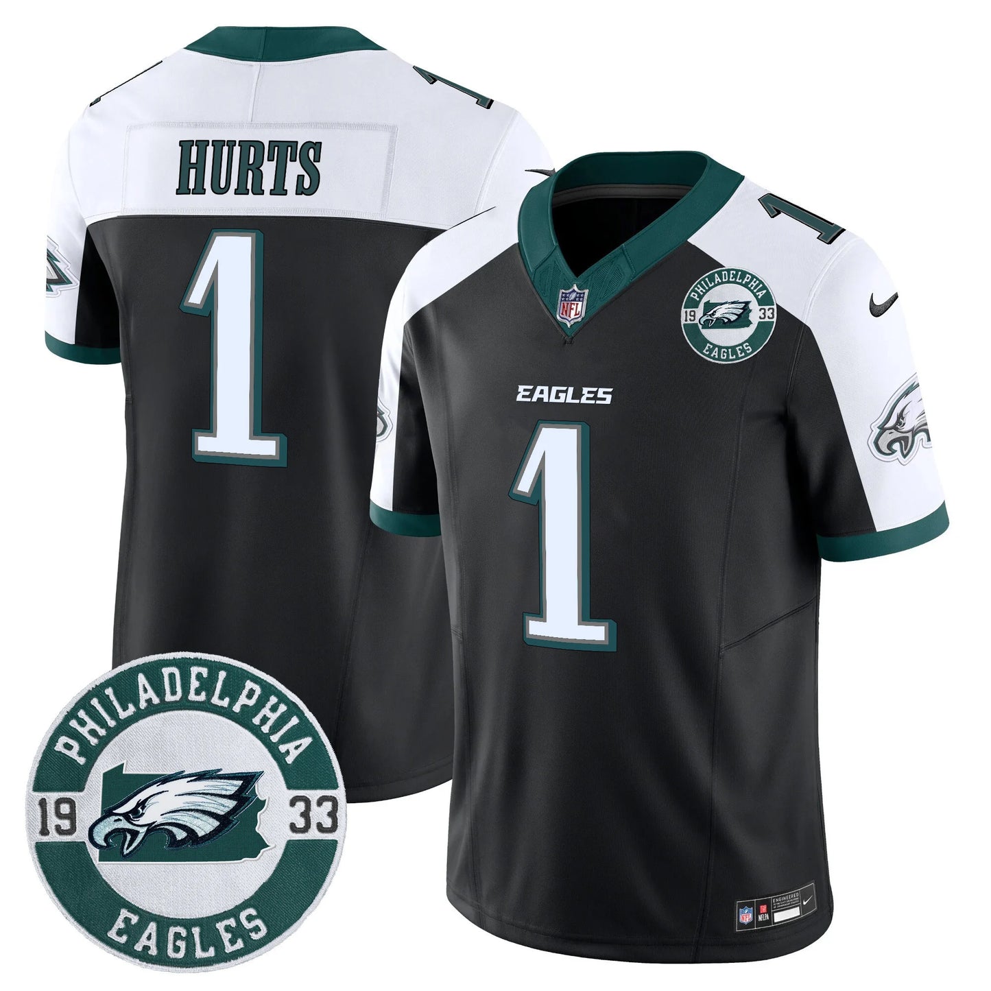 Men’s Philadelphia Eagles 2024 Vapor Limited Jersey – Est. 1933 Patch – All Stitched (Jalen Hurts)