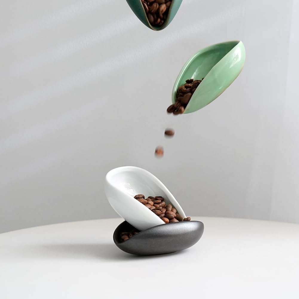Coffee Beans Dosing Cup Coffee Dosing Tray Ceramic(White)