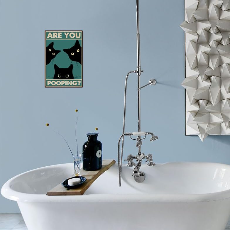 Black Cat Are You Funny Tin Signs Bathroom Wall Decor 8 x 12 Inch Home Decoration