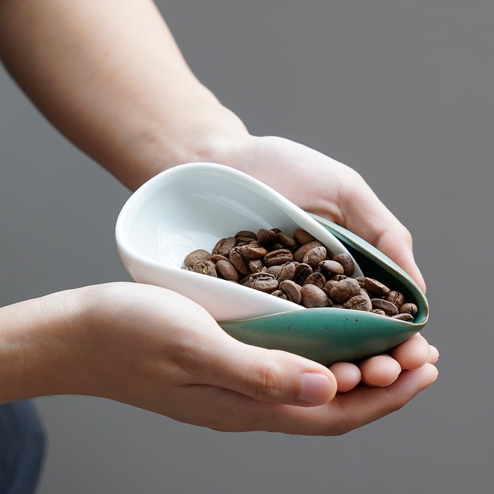 Coffee Beans Dosing Cup Coffee Dosing Tray Ceramic(White)