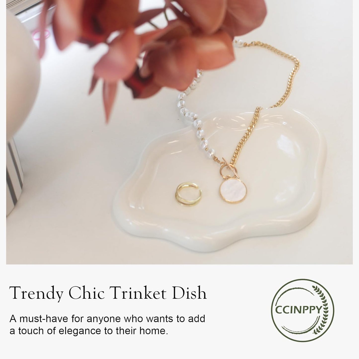 Ceramic Jewelry Tray Trinket Dish, Decorative Cloud Vanity Key Tray