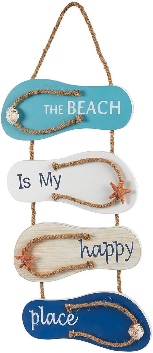 Flip Flop Beach Decorations for Home Wooden Beach Wall Hanging Decor Sign