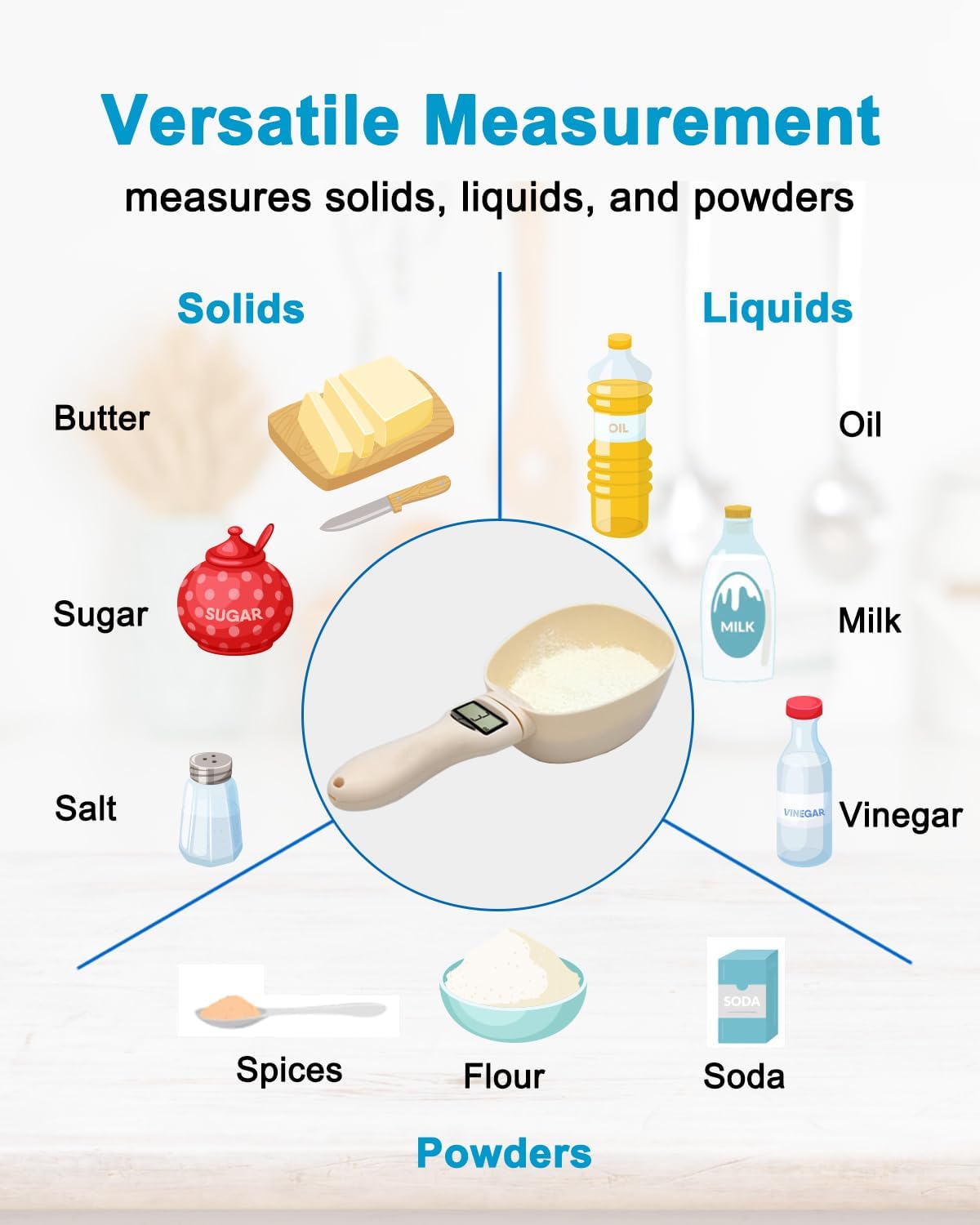Digital Food Measuring Scoop Scale Kitchen Measuring Spoon Scale