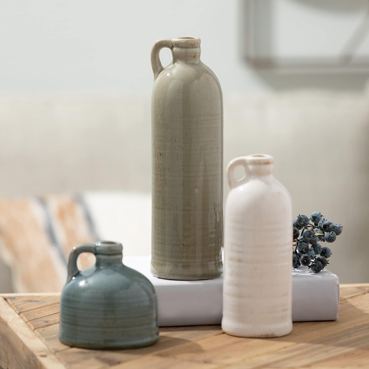 Ceramic Jug Vase Set, Table Centerpiece Decorations, Vases for Decoration