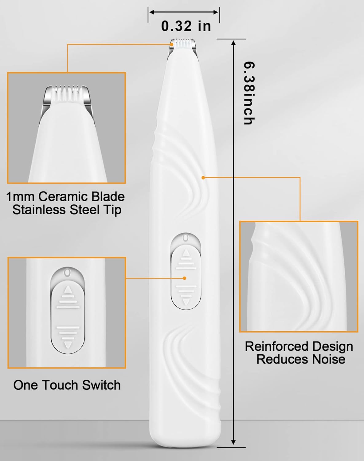 Dog Paw Trimmer for Grooming Pet Grooming Clippers Hair Trimmer for Dogs Cats (White)