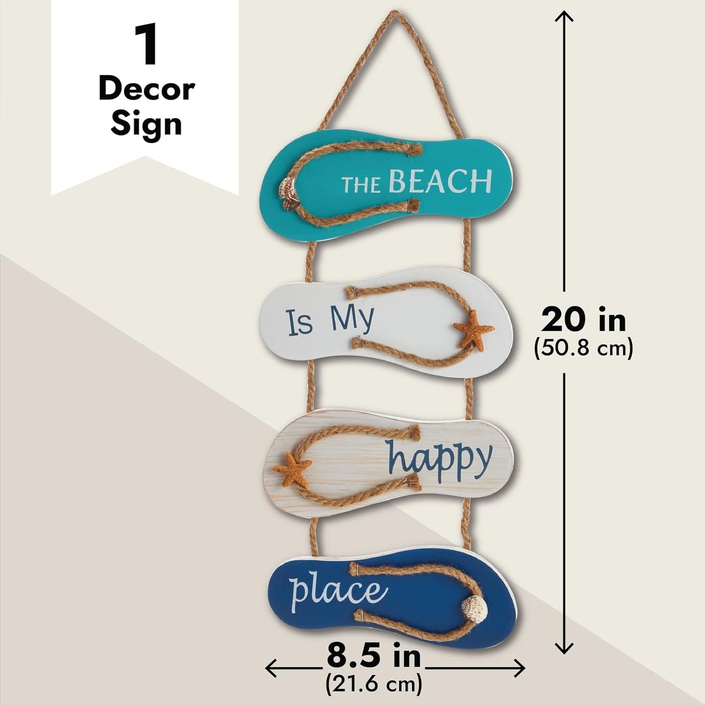 Flip Flop Beach Decorations for Home Wooden Beach Wall Hanging Decor Sign