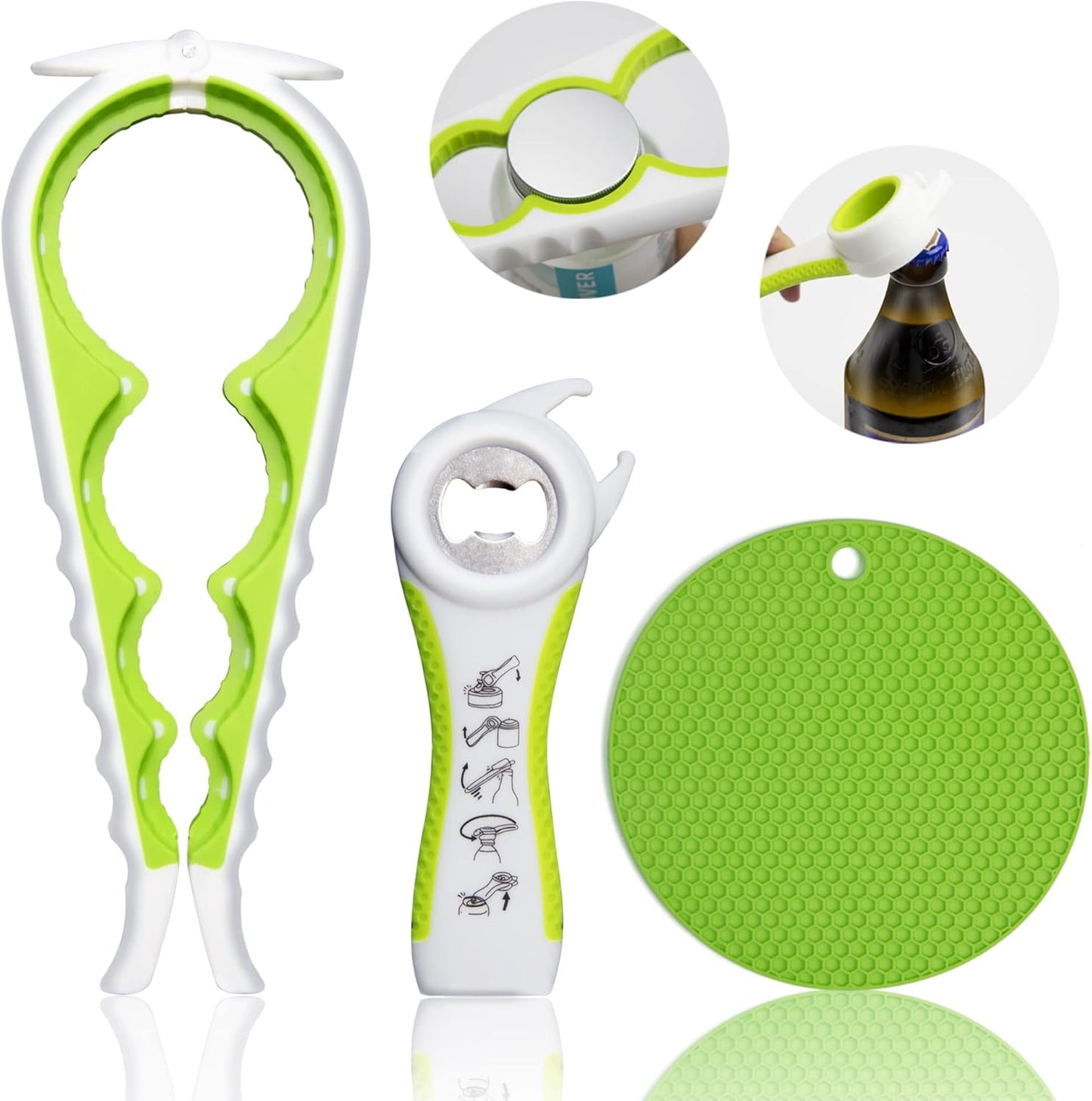 5 in 1 Multi Function Bottle Opener Lid Opener (Green)