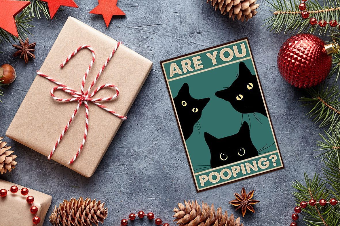 Black Cat Are You Funny Tin Signs Bathroom Wall Decor 8 x 12 Inch Home Decoration