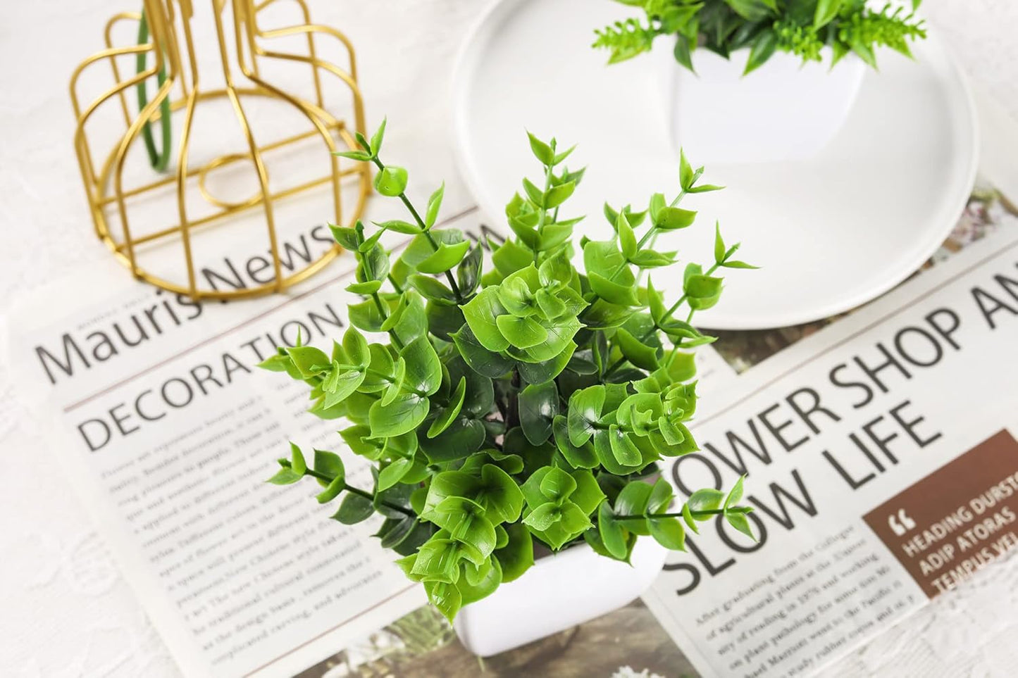4 Pack Fake Plants Mini Artificial Greenery Potted Plants for Home Decor Indoor Office Table