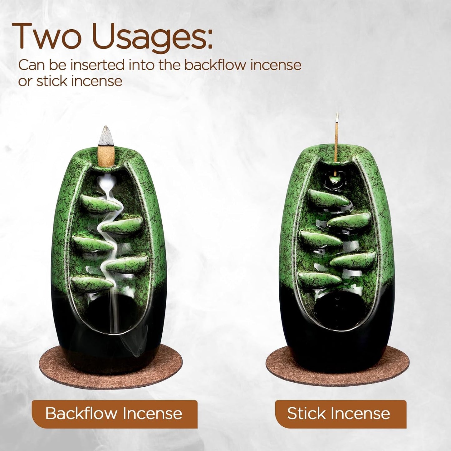 Incense Holder Ceramic Incense Burner Waterfall Aromatherapy Ornament Home Decoration (Red)