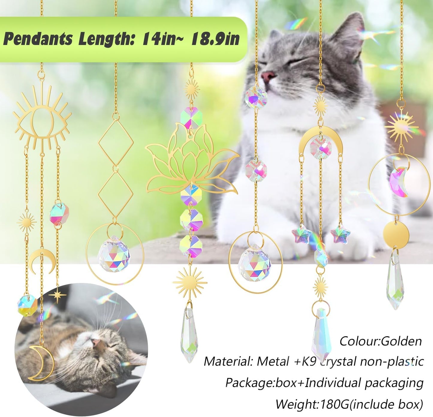 Suncatcher Crystal Hanging Sun Catcher Prism with Chain Pendant Ornament