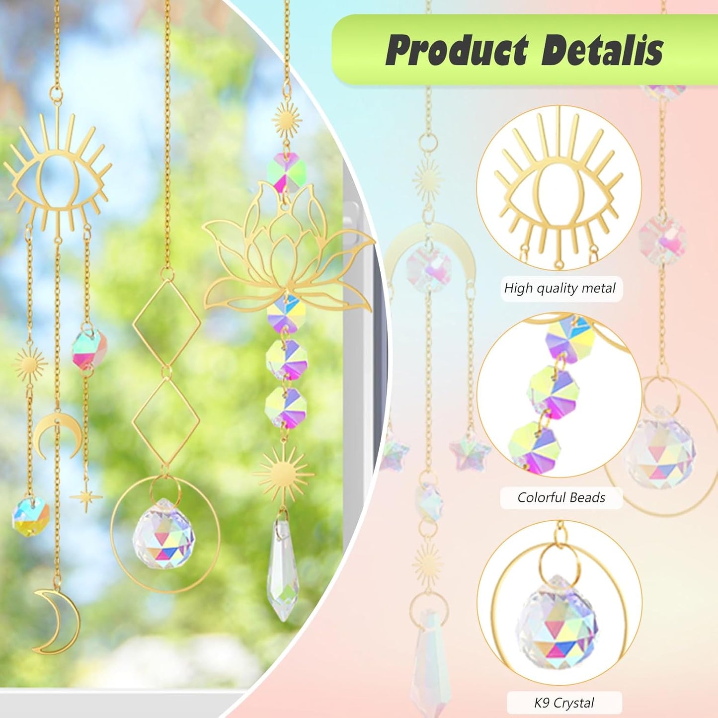 Suncatcher Crystal Hanging Sun Catcher Prism with Chain Pendant Ornament