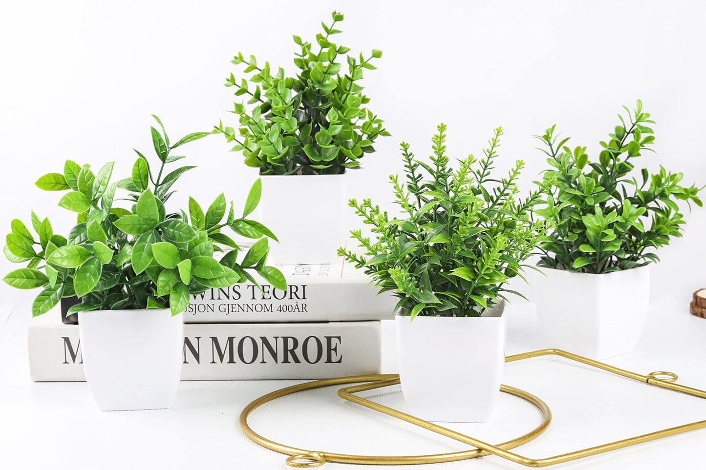 4 Pack Fake Plants Mini Artificial Greenery Potted Plants for Home Decor Indoor Office Table