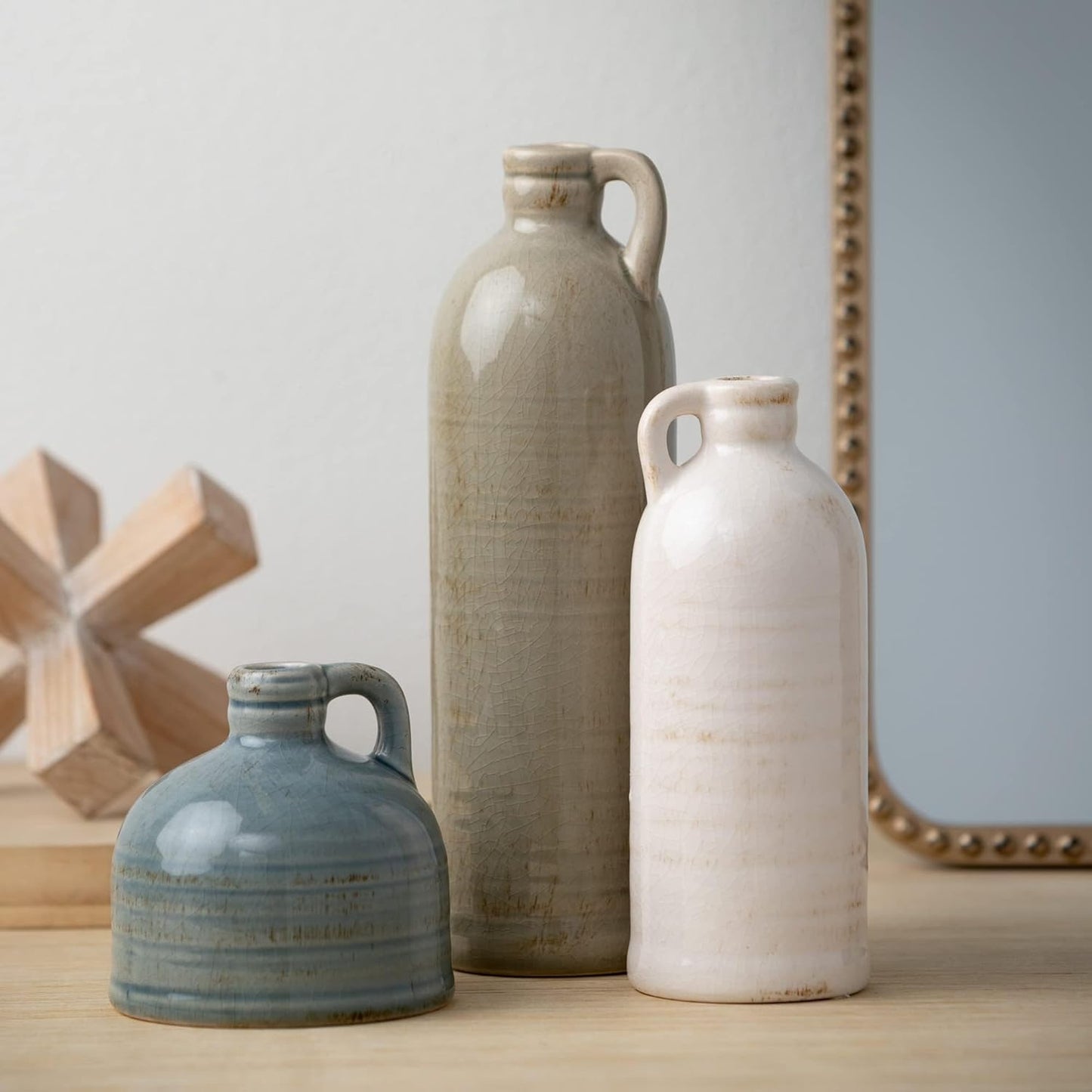 Ceramic Jug Vase Set, Farmhouse Decoration Table Centerpiece Decorations