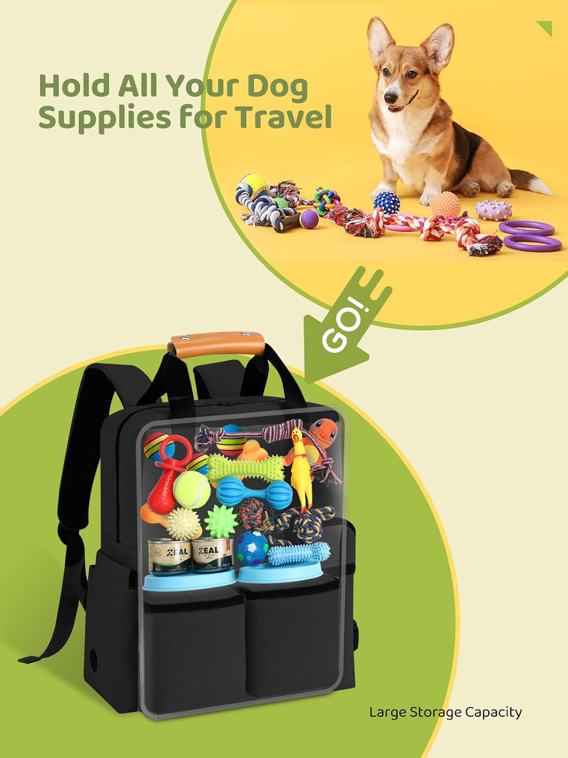 Dog Travel Bag, Airline Approved Organizer Backpack with Multi-Function Pockets