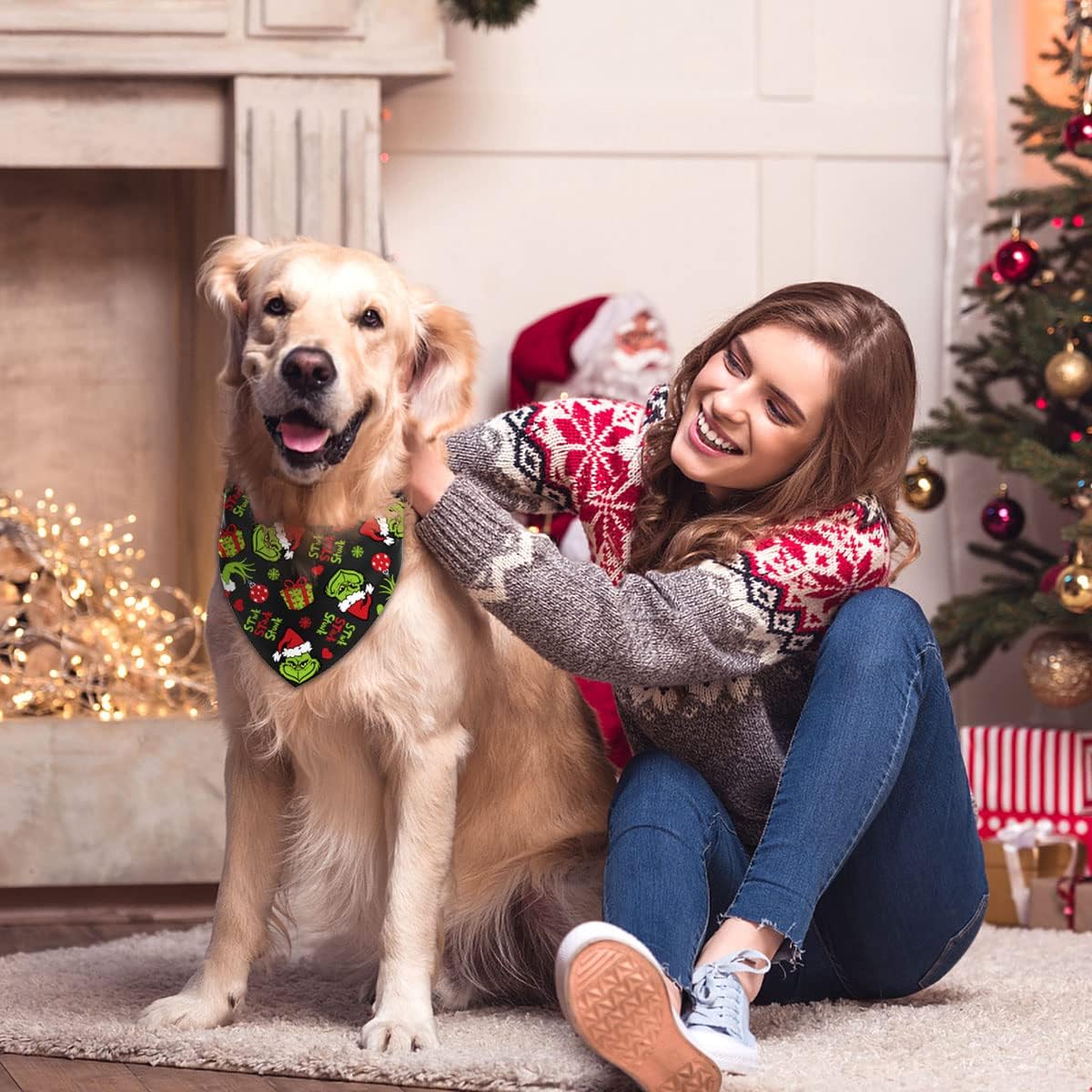 Dog Bandana Merry Christmas Triangle Bibs Dog Scarf Adjustable Accessories for Small Medium Pet