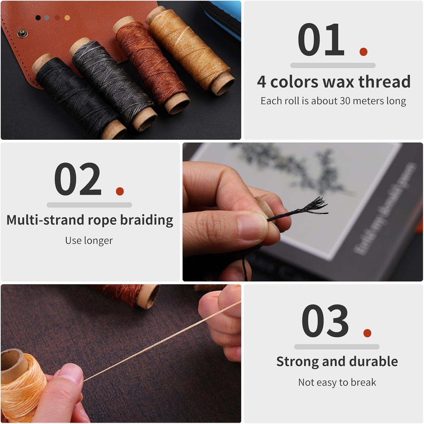 Leather Sewing Kit, Leather Stitching Kit, Leather Working Kit with Leather Needles