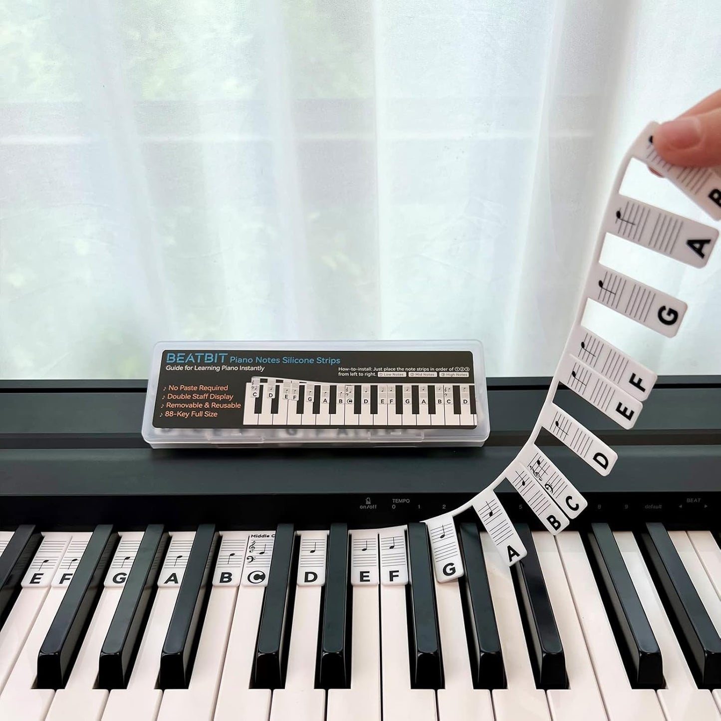 88-Key Full Size, Made of Silicone Removable Piano Keyboard Note Labels