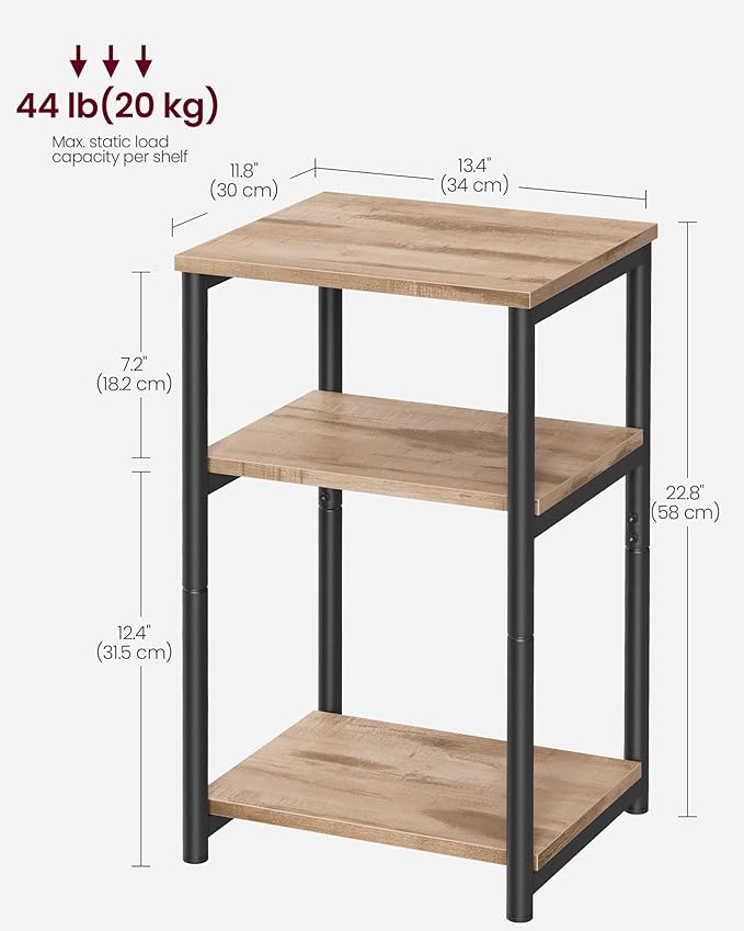 Side Table, Small End Table, Tall Nightstand for Living Room, Bedroom, Office, Bathroom