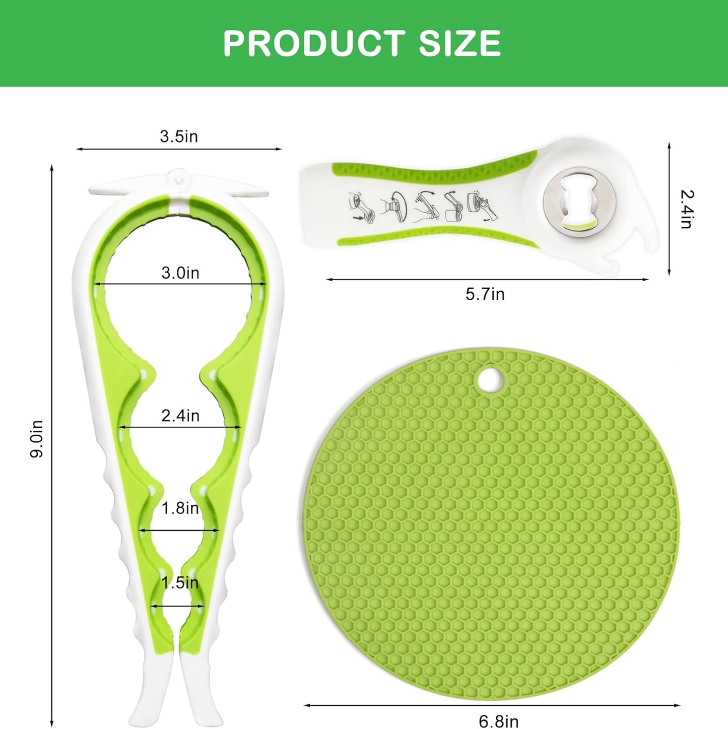 5 in 1 Multi Function Bottle Opener Lid Opener (Green)