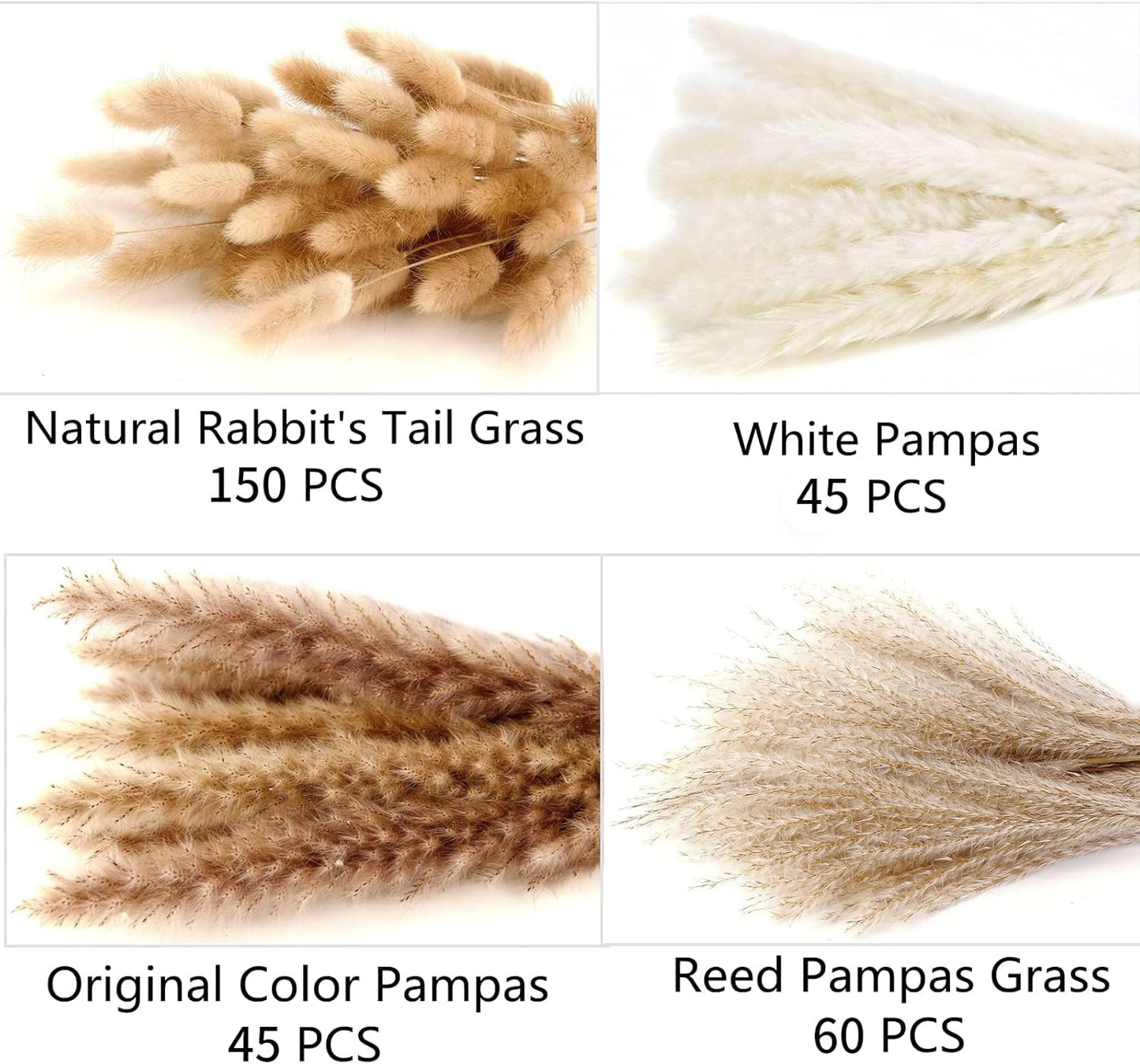 300 PCS Dried Flower Bouquet – Pampas Grass Perfect for Vases, Fall, Spring, Summer, and Winter Arrangements