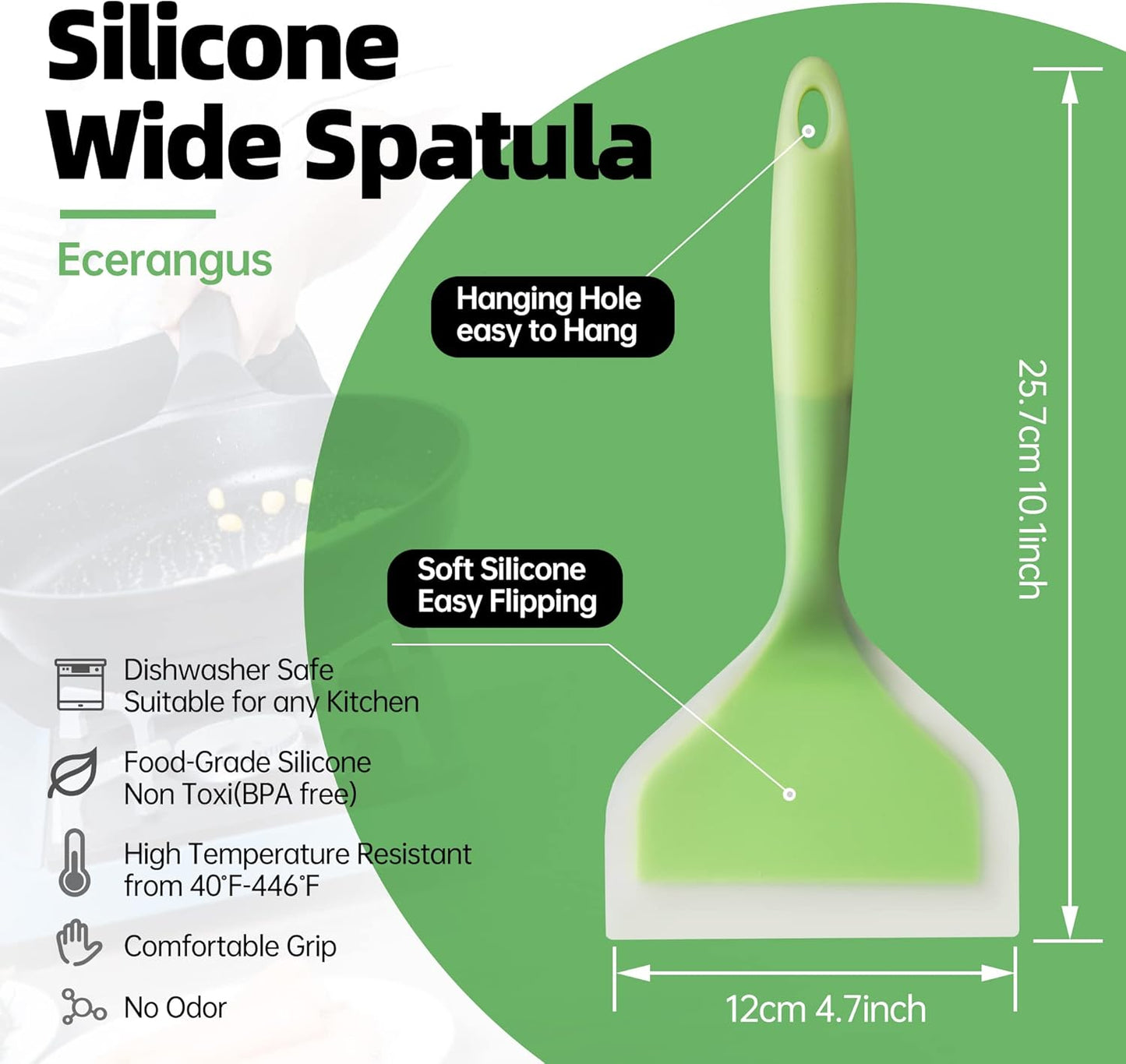 2 Pack Silicone Pancakes Spatula,Wide Pancakes Spatula Turner