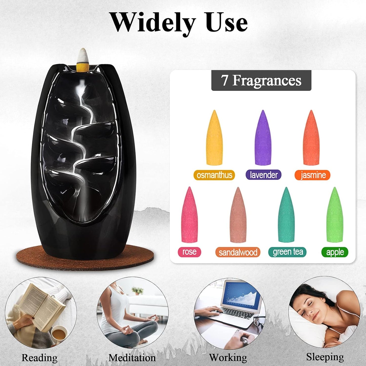 Incense Holder Ceramic Incense Burner Waterfall Aromatherapy Ornament Home Decoration