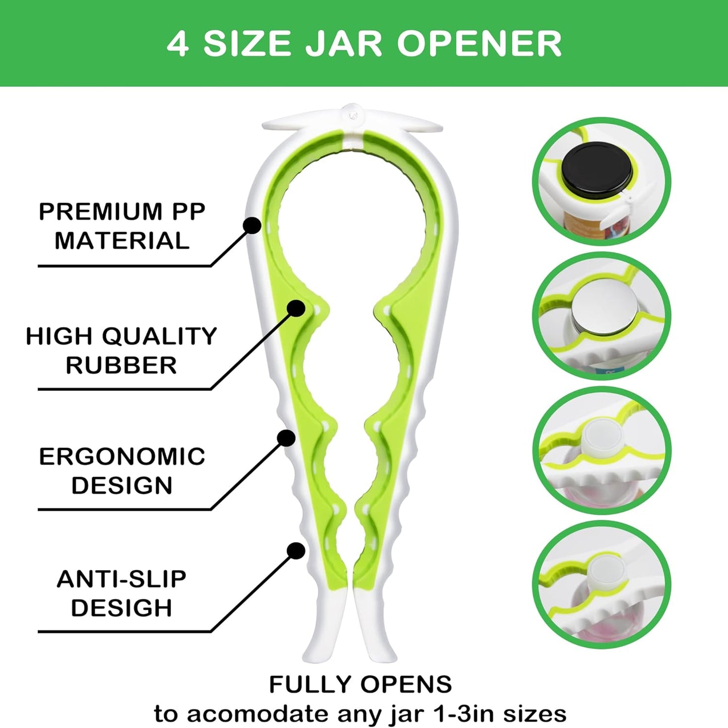5 in 1 Multi Function Bottle Opener Lid Opener (Green)