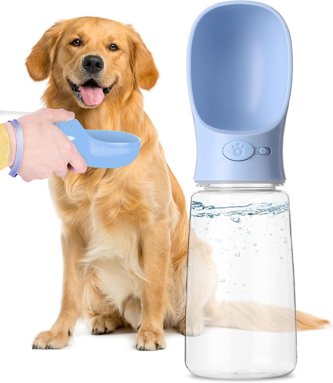Dog Water Bottle, 19oz, Large, Blue, Portable Dog Water Bottle, Dog Travel Water Bottle