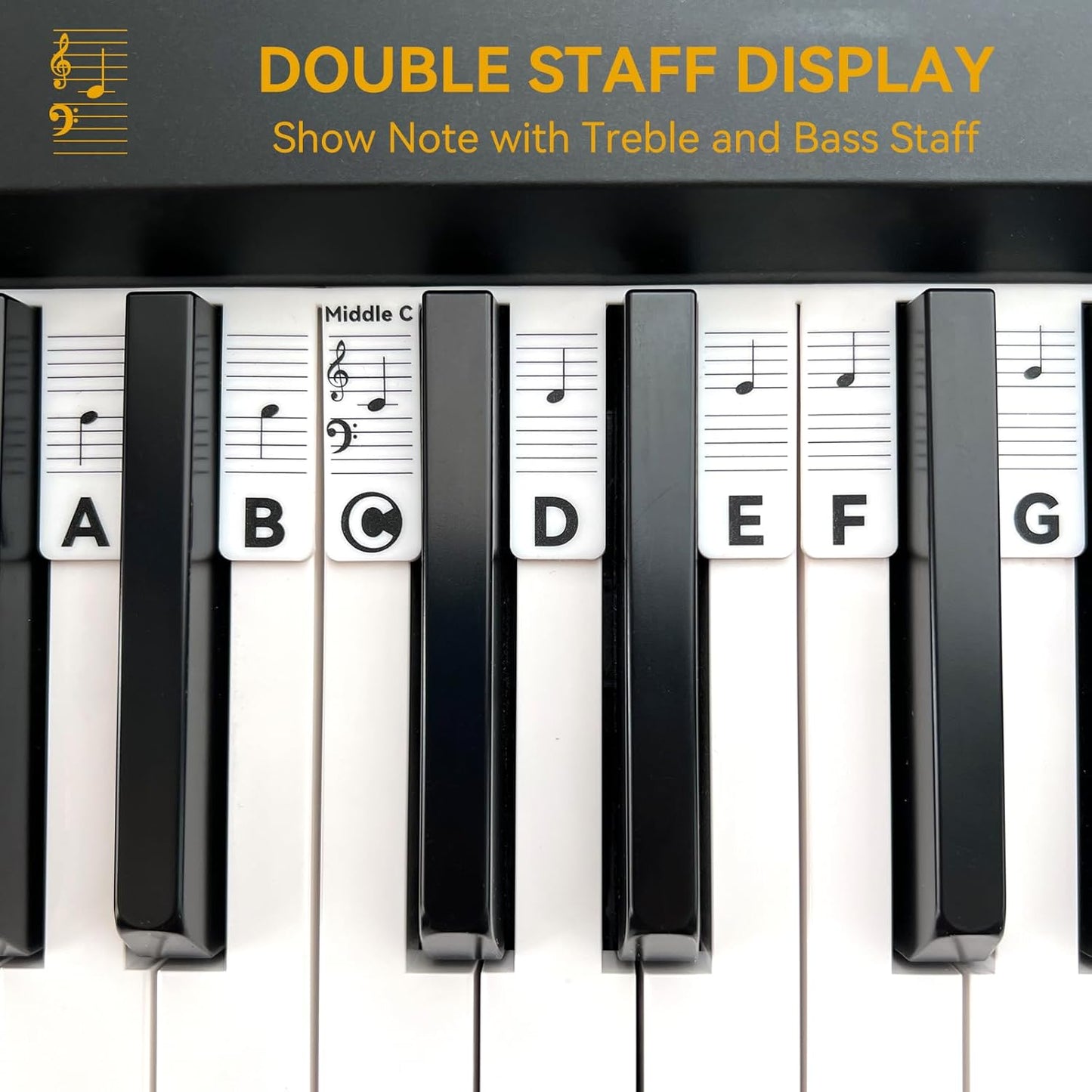 88-Key Full Size, Made of Silicone Removable Piano Keyboard Note Labels