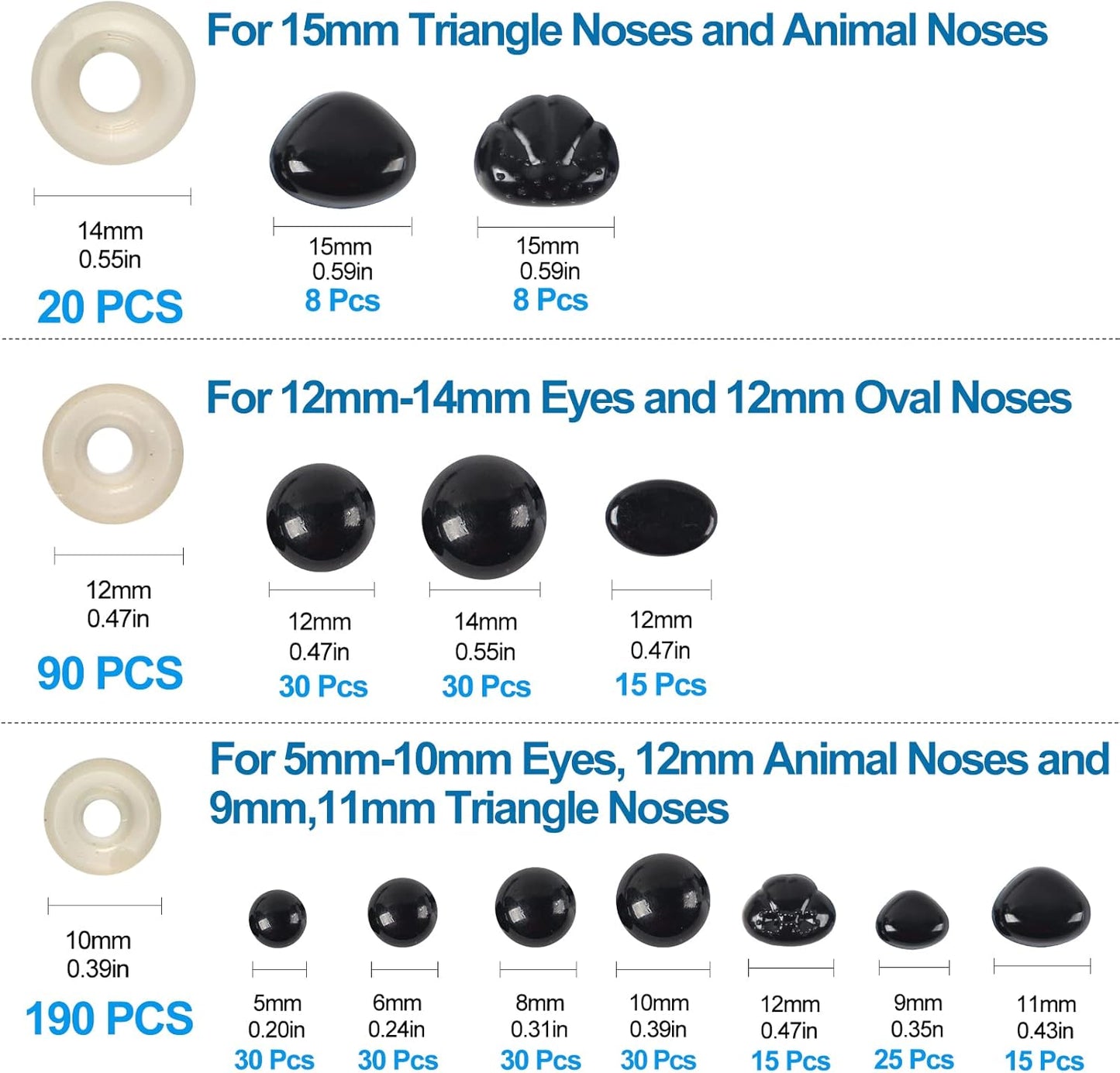 566PCS Safety Eyes and Noses for Amigurumi, Stuffed Crochet Eyes with Washers