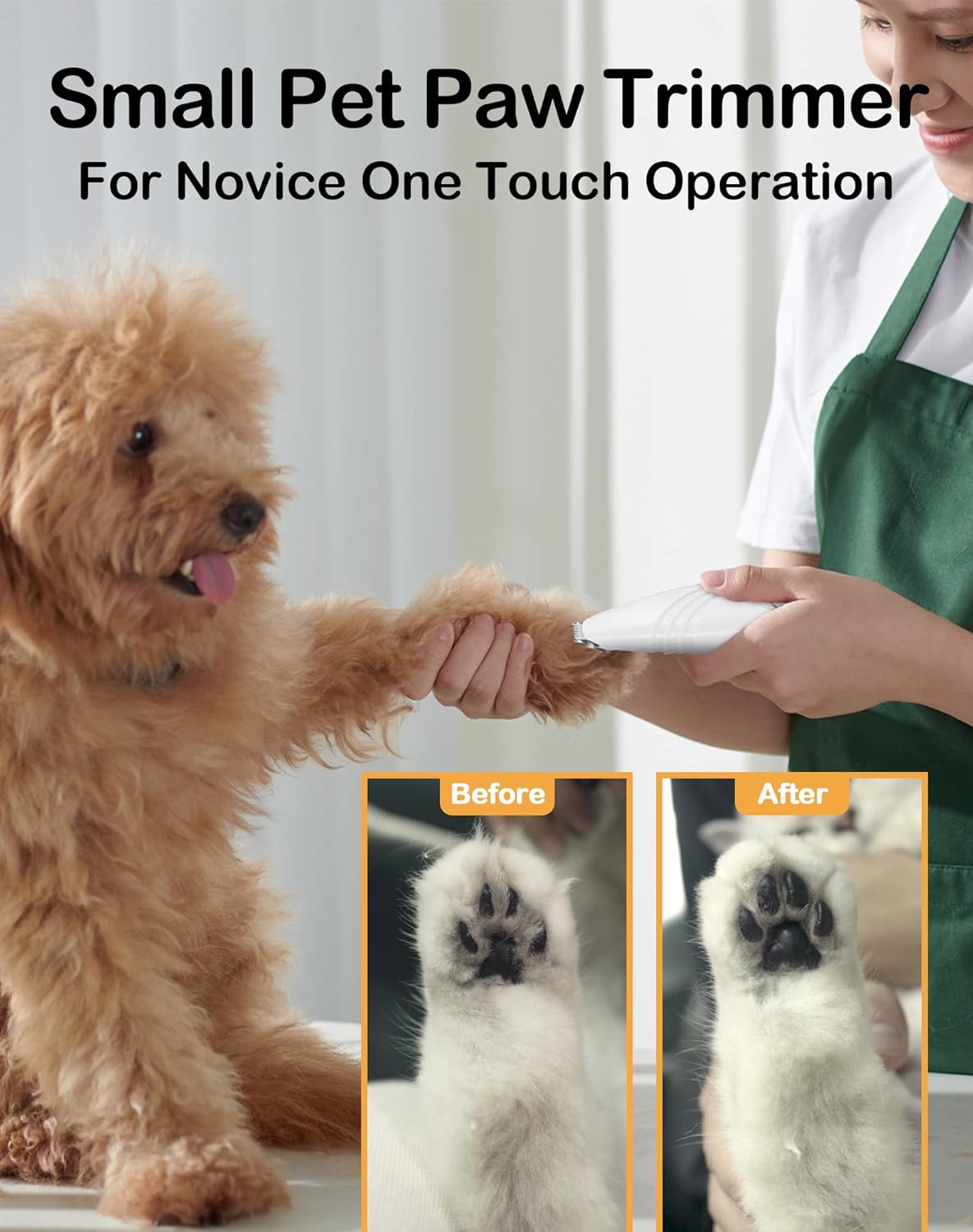 Dog Paw Trimmer for Grooming Pet Grooming Clippers Hair Trimmer for Dogs Cats (White)