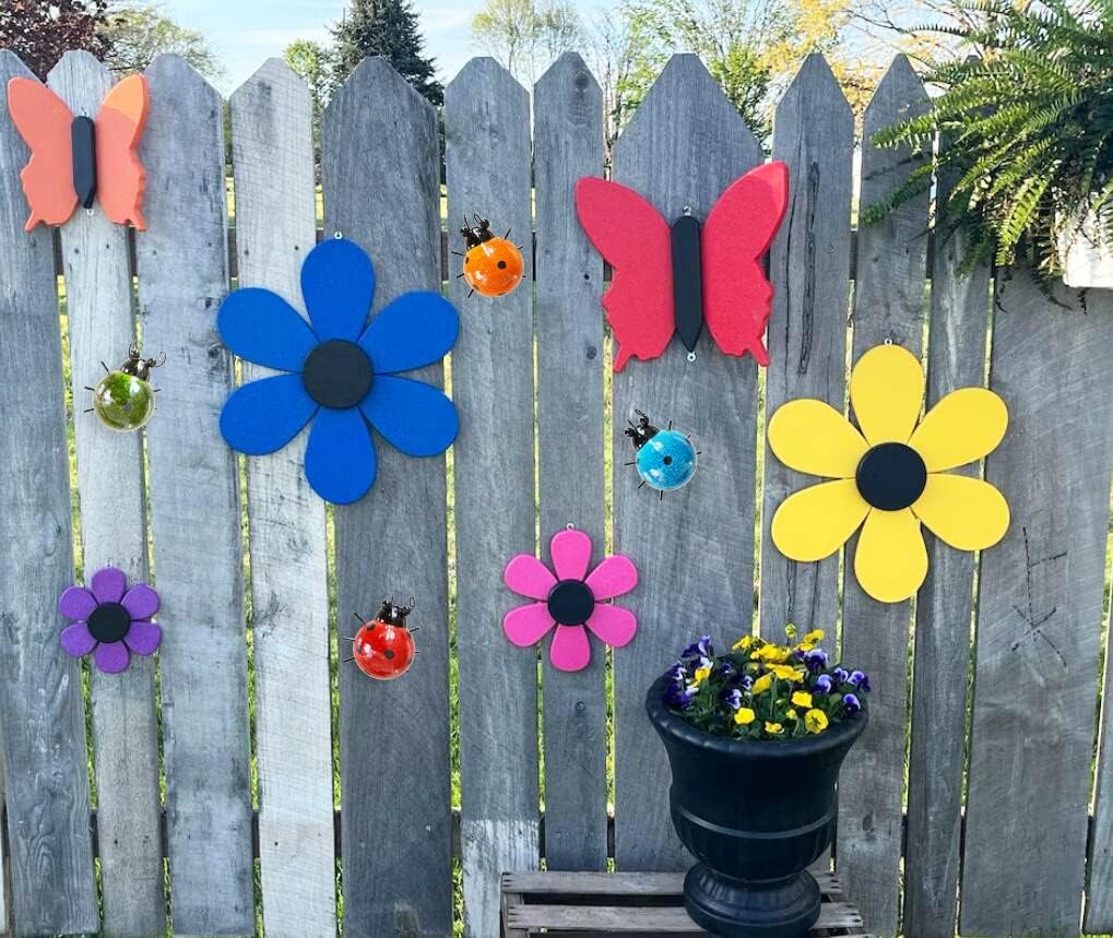 5 Metal Garden Wall Art Decorative Set of 4 Cute Ladybugs Outdoor Wall Sculptures