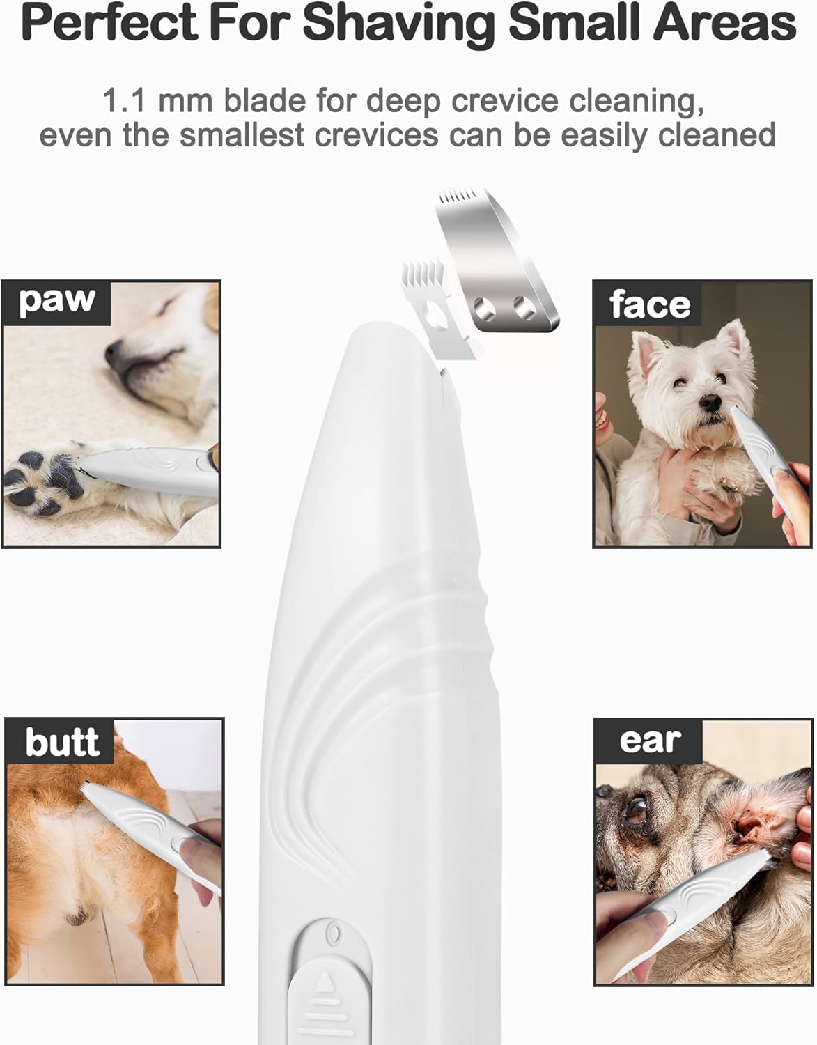 Dog Paw Trimmer for Grooming Pet Grooming Clippers Hair Trimmer for Dogs Cats (White)
