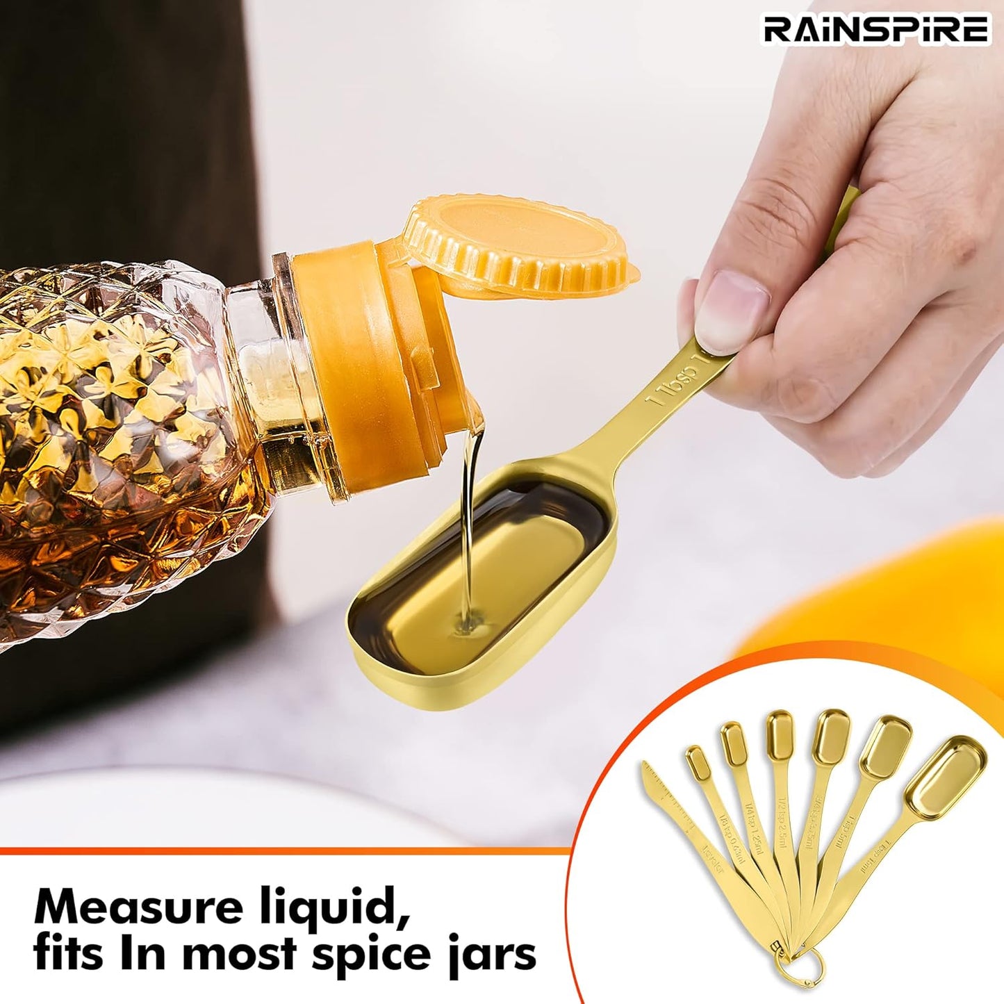 7 Pieces Heavy Duty Measuring Spoons Set Stainless Steel, Metal Measuring Cups and Spoons Set