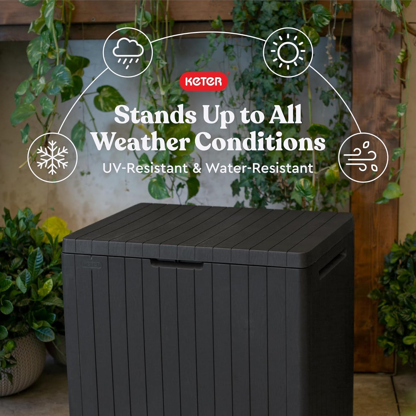 30 Gallon Resin Outdoor Storage Box and Patio Storage Box (Dark Gray)