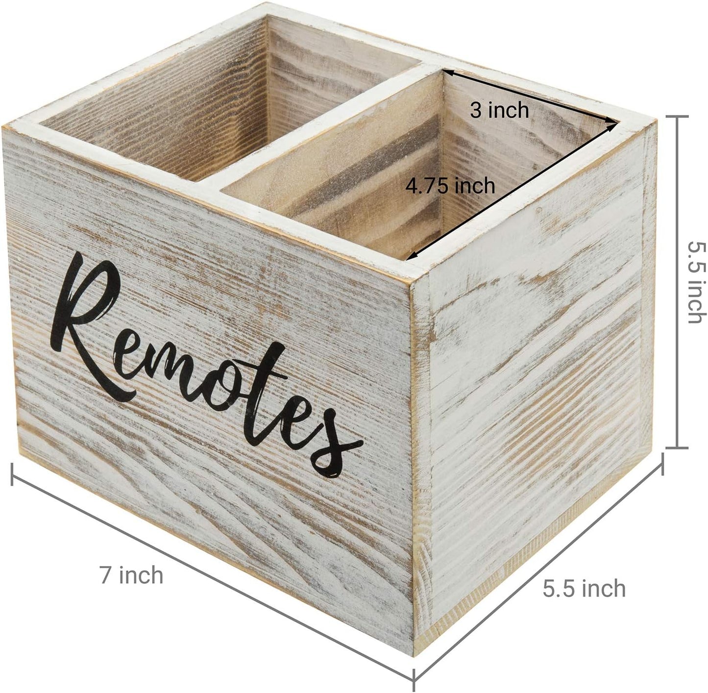 Wood Remote Control Holder Caddy with 2 Compartments