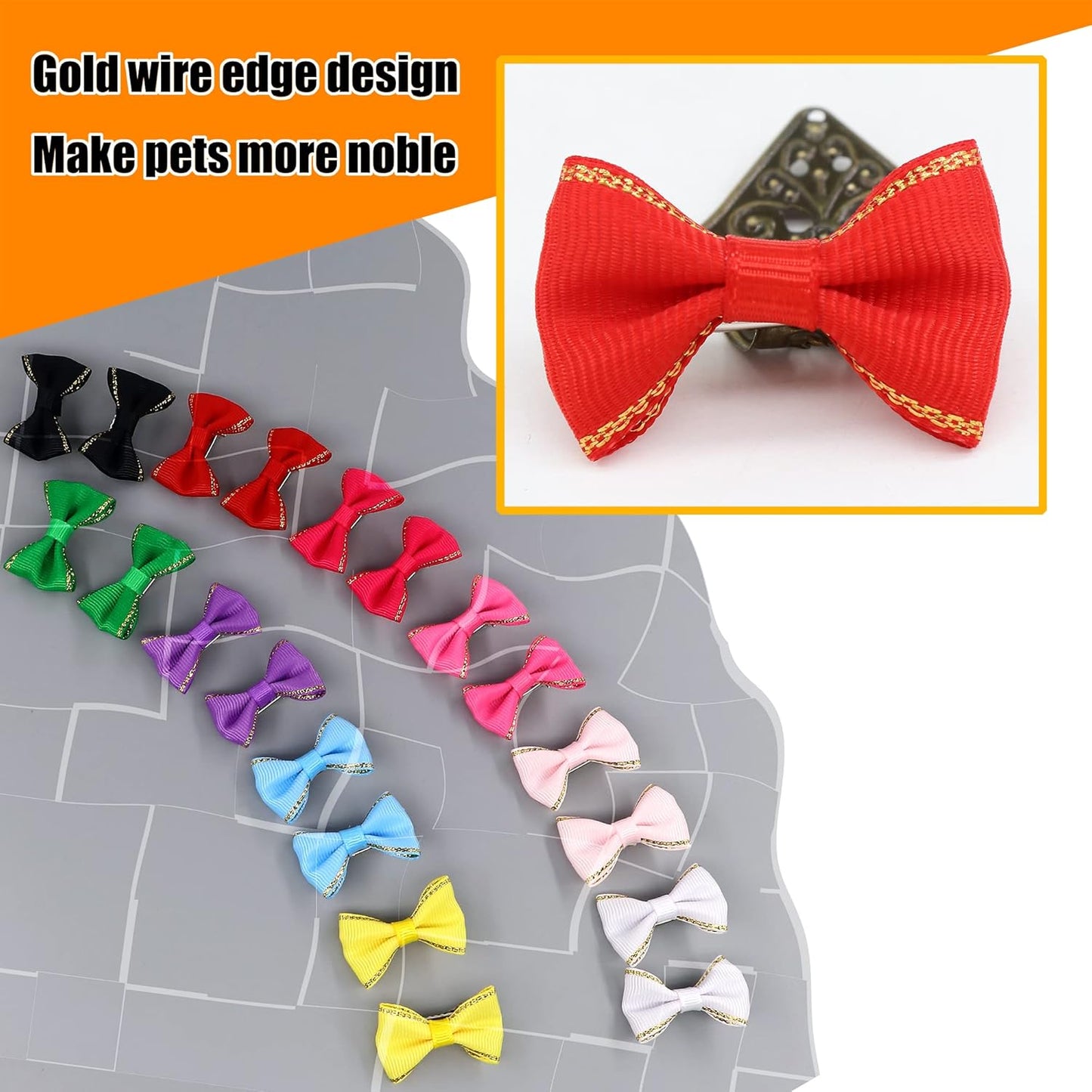 60PCS (30 Pairs) Cute Puppy Dog Small Bowknot Hair Bows with Metal Clips Handmade Hair Accessories