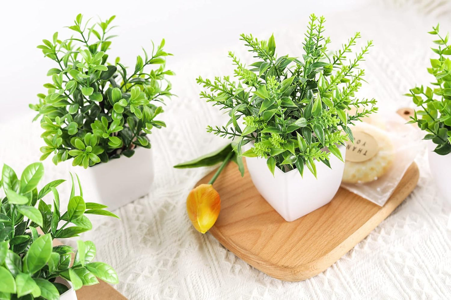 4 Pack Fake Plants Mini Artificial Greenery Potted Plants for Home Decor Indoor Office Table