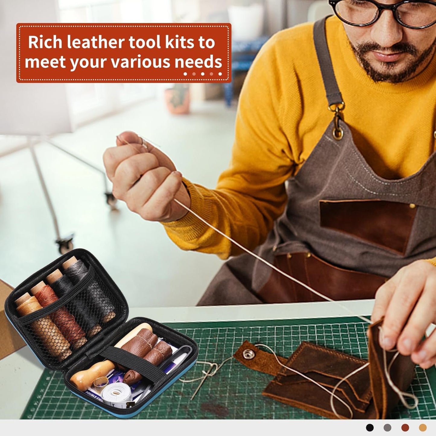 Leather Sewing Kit, Leather Stitching Kit, Leather Working Kit with Leather Needles