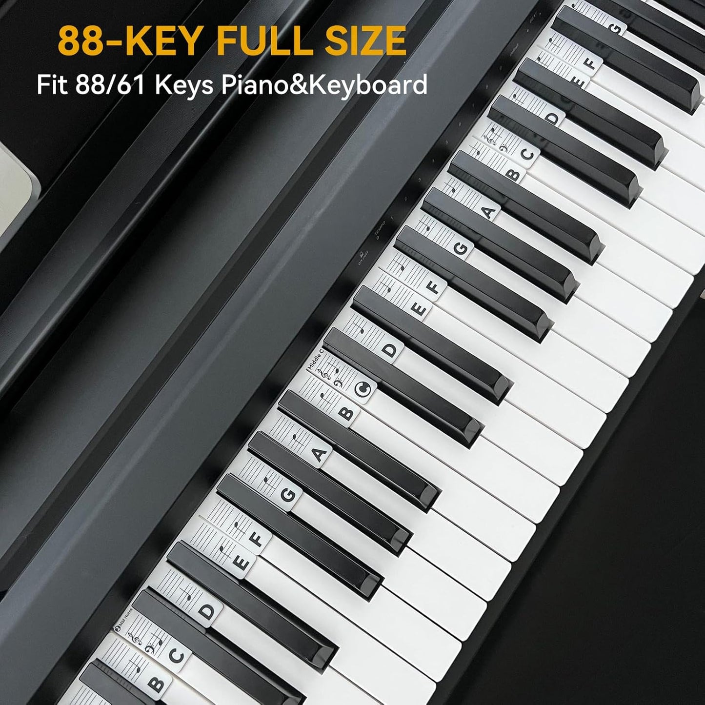 88-Key Full Size, Made of Silicone Removable Piano Keyboard Note Labels