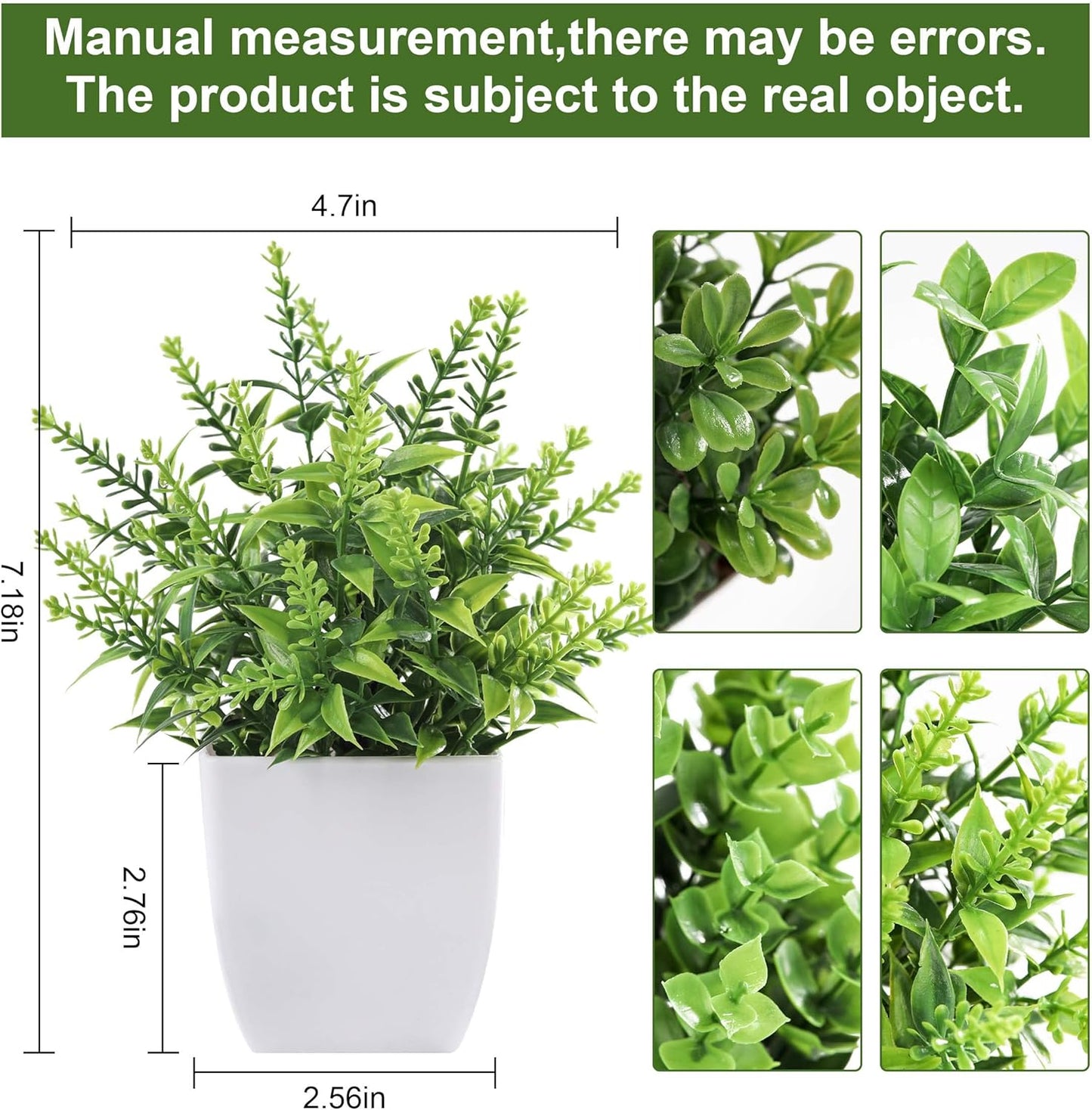 4 Pack Fake Plants Mini Artificial Greenery Potted Plants for Home Decor Indoor Office Table